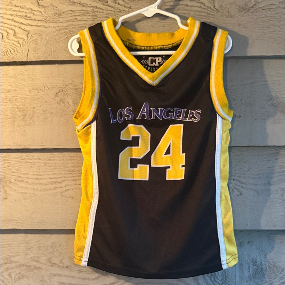 Kids Los Angeles 24 Basketball Jersey - Black and Yellow